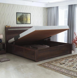 Ganpati Arts Sheesham Wood Jaipur Bed/Wooden Cot With Hydraulic Storage Bed For Bedroom/Home Solid Wood King Hydraulic Bed