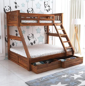 Ganpati Arts Queen Size Rio Bunk Bed For Bedroom/Kids Room/1 Year Warranty Solid Wood Queen Drawer Bed