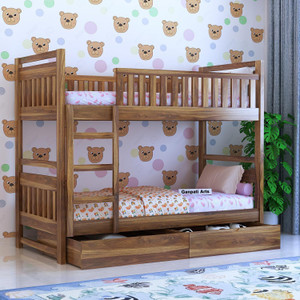 Ganpati Arts Sheesham Wood Swift Bunk Bed With2 Drawer Storage For Kids Bed/Kids Room Solid Wood Single Bed, 208.28 cm x 99.06 cm (6.83 ft x 3.25 ft)