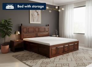Bhagwati Arts Sheesham Wood King Size Bed/Cot For BedRoom/Guest Room/Hotel King Box Bed/Cot Solid Wood King Box Bed, 215 cm x 188 cm (7.05 ft x 6.17 ft)