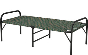 Hmt Enterprise Foldable Single Bed Cot with Heavy Duty Metal Frame & Premium Nylon Weaving Bamboo Single Bed, 90 cm x 85 cm (2.95 ft x 2.79 ft)