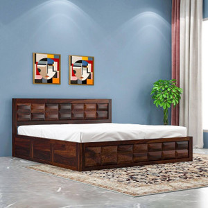 CLANECRAFT Solid Sheesham Wood Queen Size Bed Without Mattress For Bedroom/Hotel | Solid Wood Queen Box Bed