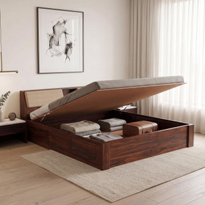 Ganpati Arts Sheesham Wood Mayor Bed/Wooden Cot/Palaung With Hydraulic Storage For Home Solid Wood King Hydraulic Bed, 224 cm x 188 cm (7.35 ft x 6.17 ft)
