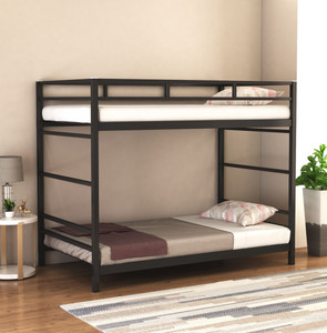Ziaula Sturdy Metal Bunk Bed (Single) | 2-Step, Space-Saving, Durable Metal Single Bed, 186 cm x 91 cm (6.1 ft x 2.99 ft)