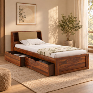 Ganpati Arts Mayor Sheesham Wood Bed/Cot With Drawer Storage | Solid Wood Single Drawer Bed, 98 cm x 223 cm (3.22 ft x 7.32 ft)