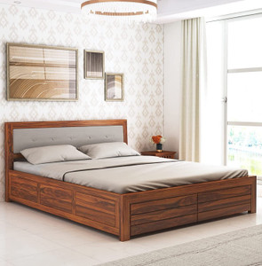 Ganpati Arts Sheesham Wood Euro Bed For Bedroom/Hotel/Wooden Cot/Bed With Box Storage Solid Wood King Box Bed