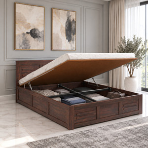 Ganpati Arts Swiss Sheesham Wood Bed/Cot With Hydraulic Storage | Solid Wood Queen Hydraulic Bed, 205 cm x 160 cm (6.73 ft x 5.25 ft)