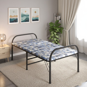 kidinix Folding Bed Single for Sleeping with Mattress Metal Single Bed, 35 cm x 60 cm (1.15 ft x 1.97 ft)