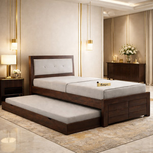 Ganpati Arts Sheesham Wood Euro Wooden Single Cot For Home/Single Trundle Bed With Storage Solid Wood Single Drawer Bed, 210.82 cm x 106.68 cm (6.92 ft x 3.5 ft)