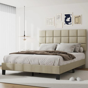 shivang mattress Fabric Queen Size Bed With Box Design Headboard For Bedroom/ Kids Room/ Hotel || Engineered Wood Queen Bed