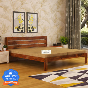 Shree Jeen Mata Enterprises Solid Sheesham Wood King Size Bed With Mattress For Bed Room/Guest Room /Hotel Solid Wood King Bed, 187.96 cm x 205.74 cm (6.17 ft x 6.75 ft)