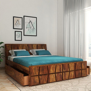 Vintage Home Anne Sheesham ( Rosewood ) Solid Wood Queen Drawer Bed, 208.28 cm x 165.1 cm (6.83 ft x 5.42 ft)
