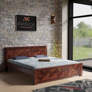 AMBICA WOODMART pure sheesham wood king bed, wooden king bed for bedroom Solid Wood King Bed, 215 cm x 189 cm (7.05 ft x 6.2 ft)