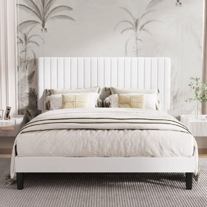 Mooncraft Premium Upholstered Bed | Queen Size Bed with Headboard | Cot for Bedroom Solid Wood Queen Bed, 205.74 cm x 157.48 cm (6.75 ft x 5.17 ft)