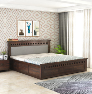 GOYALINTERIOR Sheesham Wood King Bed/Wooden Cot/Wooden Bed With Box Storage For Home Solid Wood King Box Bed