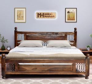 Meera Handicraft bed solid sheesham wood in king size Delivery Condition - DIY(Do-It-Yourself)) Solid Wood King Bed