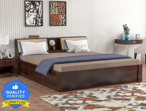 Douceur Furnitures Solid Sheesham Wood King Size Bed For Bed Room/Hotel. Solid Wood King Box Bed