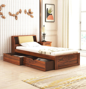 Ganpati Arts Sheesham Wood Mayor Wooden Single Cot For Home/Single Bed With Drawer Storage Solid Wood Single Drawer Bed