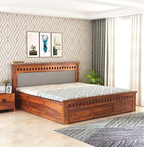 GOYALINTERIOR Sheesham Wood King Bed/Wooden Cot/Wooden Bed With Box Storage For Home Solid Wood King Box Bed
