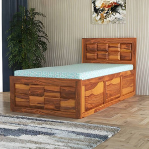 Vinod Furniture Solid Sheesham Wood Single Bed With Storage And Without Mattress For Bedroom. Solid Wood Single Box Bed, 205 cm x 96 cm (6.73 ft x 3.15 ft)