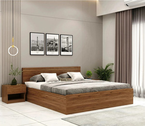 Wooden Street Harper Premium Engineer Wood Queen Size Platform Bed With Box Storage Engineered Wood Queen Box Bed, 208.2 cm x 157.4 cm (6.83 ft x 5.16 ft)