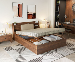 Wakefit Leo Engineered Wood Queen Hydraulic Bed, 223 cm x 160 cm (7.32 ft x 5.25 ft)