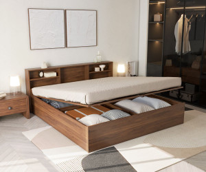 Wakefit Petra Engineered Wood King Hydraulic Bed, 210 cm x 190 cm (6.89 ft x 6.23 ft)