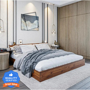 Wakefit Cosmo Platform Low Height Engineered Wood King Bed, 187.4 cm x 209.7 cm (6.15 ft x 6.88 ft)