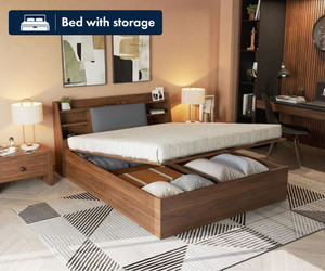 Wakefit Leo Engineered Wood Queen Hydraulic Bed, 223 cm x 160 cm (7.32 ft x 5.25 ft)
