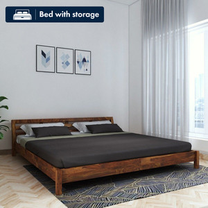 Wopno Furniture Solid Sheesham Wooden Platform King Size Bed without Storage for Bedroom Solid Wood King Bed, 190.5 cm x 213.36 cm (6.25 ft x 7.0 ft)
