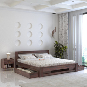 Ganpati Arts Sheesham Wood Foster Bed Without Storage for Bedroom | Diwan Bed For Home Solid Wood King Drawer Bed