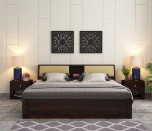 AMBICA WOODMART Solid Wood King Hydraulic Bed