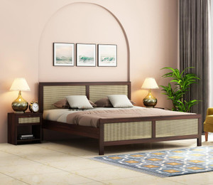 Douceur Furnitures Solid Sheesham Wood Jali King Size Bed With Headboard For Bedroom Living Room Solid Wood King Bed