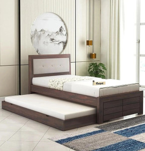Ganpati Arts Sheesham Wood Euro Wooden Single Cot For Home/Single Trundle Bed With Storage Solid Wood Single Drawer Bed, 210.82 cm x 106.68 cm (6.92 ft x 3.5 ft)