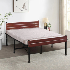 Delite Kom Astra Foldable Metal Double Bed (6.7x4ft) with Engineered Wood Headboard, Strong Metal Double Bed, 195.5 cm x 122 cm (6.41 ft x 4.0 ft)
