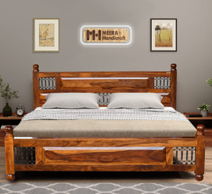 Meera Handicraft bed solid sheesham wood in Queen size Delivery Condition - DIY(Do-It-Yourself)) Solid Wood Queen Bed
