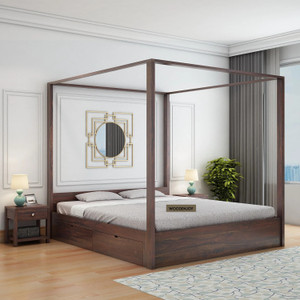 WOODENJOY Sheesham Wood King Bed With Drawers Storage/Wooden Bed With Storage For Home Solid Wood King Drawer Bed, 210.82 cm x 190.5 cm (6.92 ft x 6.25 ft)