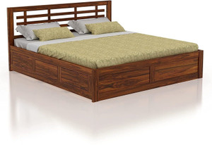 Ganpati Arts Sheesham Wood Lyon King Size Bed with Hydraulic Storage for Bedroom Solid Wood King Hydraulic Bed