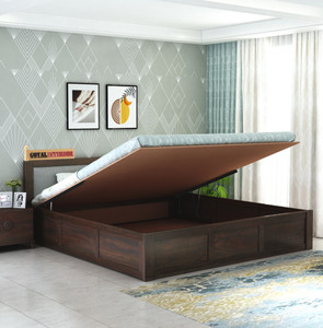 GOYALINTERIOR Sheesham Wood Hydraulic Bed/Cot Wooden Palaung For Bedroom/Home/Hotel Solid Wood Queen Hydraulic Bed