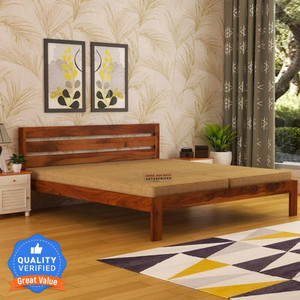 Shree Jeen Mata Enterprises SJME Solid Sheesham Wood Queen Size With Mattress For Bed For Bed Room Solid Wood Queen Bed