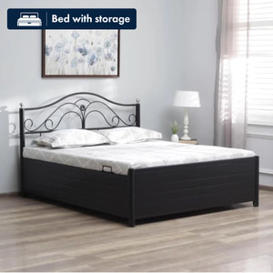 SoftSoul FURNITURE Metal Queen Hydraulic Bed, 190.5 cm x 152.4 cm (6.25 ft x 5.0 ft)