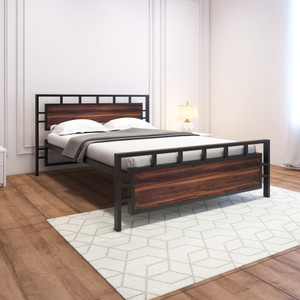 homdec Hercules Hybrid Wood and Metal Structure Bed – No Plywood Needed, Noise Free Metal Double Bed