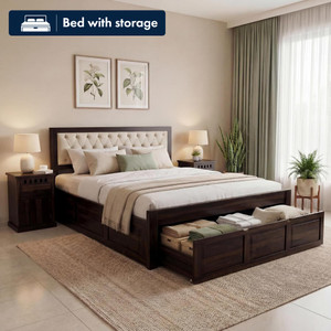 SONA ART & CRAFTS Zeus Sheesham Wood Queen Size Bed Drawer Storage Solid Wood Queen Drawer Bed, 208 cm x 160.02 cm (6.82 ft x 5.25 ft)
