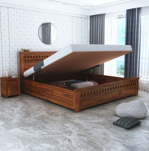 Ganpati Arts Sheesham Wood Armania Bed/Wooden Cot/Palaung With Hydraulic Storage For Home Solid Wood King Hydraulic Bed, 209 cm x 198 cm (6.86 ft x 6.5 ft)