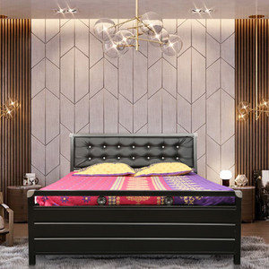 Lakecity group HEATH BLACK Metal King Hydraulic Bed, 190.5 cm x 182.88 cm (6.25 ft x 6.0 ft)