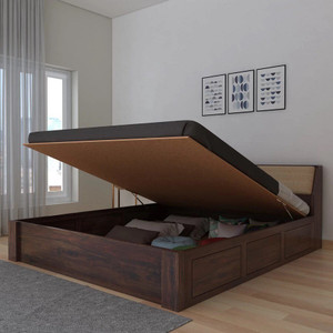 WOODSTAGE Solid Sheesham Wood Mayor King Size Bed with Hydraulic and Headboard Storage Bed Solid Wood King Hydraulic Bed