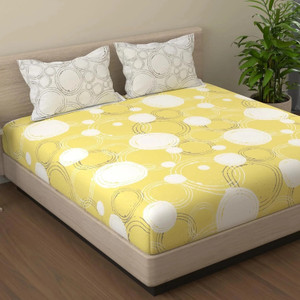 Huesland Cotton Double Flat 144 TC Geometric Bedsheet