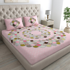 HOMEQUIPO 144 TC Cotton Double Jaipuri Prints Flat Bedsheet