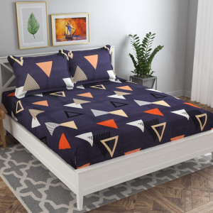 SHOPHOX Polycotton Double, Queen Fitted (Elastic) 210 TC Geometric Bedsheet