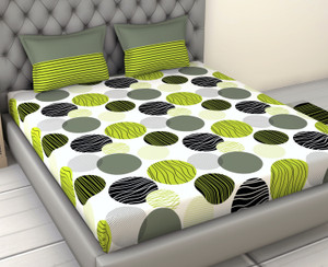 LORETO 144 TC Cotton Double Polka Flat Bedsheet